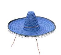 Cazqgoy Mexican Sombrero Hat Straw Sombrero Party Hat (Blue)