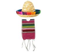 Cazqgoy Small Mexican Sombrero Hats and Serapes Ponchos for Bottles, Colourful Beer Poncho Cover, Tiny Sombrero Hat, Mini Serapes Poncho For Bottles,Pink
