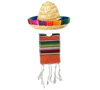 Cazqgoy Small Mexican Sombrero Hats and Serapes Ponchos for Bottles, Colourful Beer Poncho Cover, Tiny Sombrero Hat, Mini Serapes Poncho For Bottles,orange