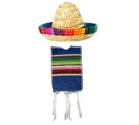 Cazqgoy Small Mexican Sombrero Hats and Serapes Ponchos for Bottles, Colourful Beer Poncho Cover, Tiny Sombrero Hat, Mini Serapes Poncho For Bottles,navy blue