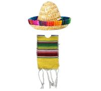 Cazqgoy Small Mexican Sombrero Hats and Serapes Ponchos for Bottles, Colourful Beer Poncho Cover, Tiny Sombrero Hat, Mini Serapes Poncho For Bottles,yellow