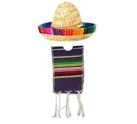 Cazqgoy Small Mexican Sombrero Hats and Serapes Ponchos for Bottles, Colourful Beer Poncho Cover, Tiny Sombrero Hat, Mini Serapes Poncho For Bottles,purple