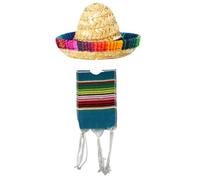 Cazqgoy Small Mexican Sombrero Hats and Serapes Ponchos for Bottles, Colourful Beer Poncho Cover, Tiny Sombrero Hat, Mini Serapes Poncho For Bottles,blue