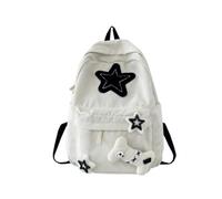Cazqgoy Vintage Corduroy Backpack, Star Pattern, White, 31 x 13 x41 cm, Female, School, Toddler