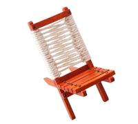 CAZSTYK 1. 1:12 Scale Ature Wood Folding Chair Toy Pretend Play Girls Vintage Beach Decor Children's Imagination Toy