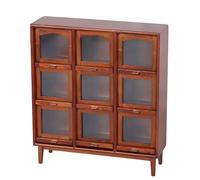 CAZSTYK 1: 12 Scale Tiny Wooden Storage Cabinet 9 Compartment Organizers for Dollhouses Accessories and Toy Miniature Room Decors for Model House