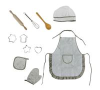 CAZSTYK 11Pieces Pretend Play Baking Set for Kids Kitchen Apron with Cooking Tool Early Learning Toy for Creative Development Baking Toy Set