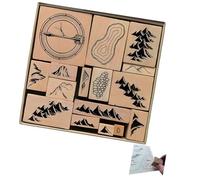 CAZSTYK 16Pcs Retro Landscape Themed Stamp Wooden Stamper for Card Making Travel Journal Notebook Scrapbooking Embellishment Fantasy Map Stamps