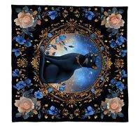 CAZSTYK 2 Floral Feline Pattern Tarot Tablecloth Divination Board Game Accessory Astrology Shrine Cloth Wizardry Supply Black Cats Tarots Card Tablecloth Spiritual Deckcloth