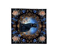 CAZSTYK 2 Floral Feline Pattern Tarot Tablecloth Divination Board Game Accessory Astrology Shrine Cloth Wizardry Supply Black Cats Tarots Card Tablecloth Spiritual Deckcloth