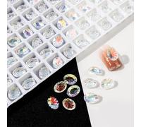 CAZSTYK 20Pcs Pointed Nail Rhinestones Nail Gems 3D Nail Charms Nail Crystals Heart Rectangular Rhinestones for Women
