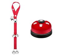 CAZSTYK 2PCS Pet Doorbell Rope with Metal Bells and Training Button Dog Training Doorbell Rope for Dog Cats Potty Adjustable Pet Bells and Alerts Button Interactively for and Playtimes