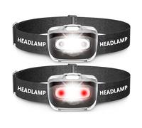 CAZSTYK 2Pcs Waterproof Outdoor Headlight Adjustable Camping Head Torch with Red Light Portable LED Headlamp Enduring Small Powerful Flashlight Headlamp