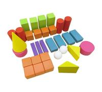 CAZSTYK 32Pieces Kids Educational Wooden Shape Blocks Geometric Math Learning Aid for Teacher School Classroom Teaching Use Wooden Shape Block Toy
