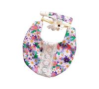 CAZSTYK 3Pcs Baby Headband and Bib Set Floral Print Saliva Towel with Pacifier Clip Holder Strap Hairband for Boys and Girls