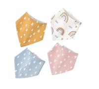 CAZSTYK 4Pcs Cotton Triangle Bib for Boys Girls Waterproof Saliva Towel Burp Cloth Cartoon Print Bandana Scarf for Teething