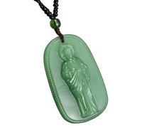 CAZSTYK Artisanal Buddhas Talismans Necklace in Elegant Simulated Jades Valuable Stone Protective Amulet for Peace and Guidance Imitation Jades Pendant
