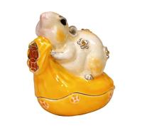 CAZSTYK Artistic Shaped Enameled Trinket Box with and Rhinestones for Home Decoration Enameled Hand Painted Metal Jewelry Box with Rhinestones Shape Rings Holder