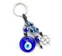 CAZSTYK Blue Bead Keychain Blue for Pendants House Jewelry with Four Charm Four-leaf for Men