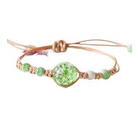 CAZSTYK Braided with Crackle Beads and Glass Flower Bangle Waxed Cord Wristchain Accessories