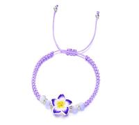 CAZSTYK Braided Wristband with Plumeria Charm Adjustable Soft Clay Beach Jewelry Colorful Wristband Soft Clay Flower