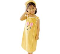 CAZSTYK Children Shower Towel Comes with Hair Wrap for Pool, Yellow B
