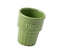 CAZSTYK Colorful Ceramic Dessert Cup with Sweet Cone Shape, Light Green