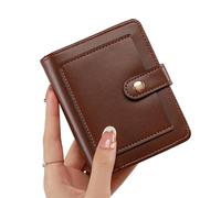 CAZSTYK Compact Women's Wallet with Keychain Zippered Coin Pocket and Clear Window Purse Card Holder for Daily Use Zippered Coin Pocket