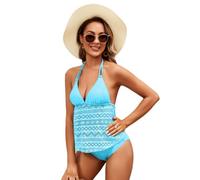 CAZSTYK Conservative Tankini Two Piece Set Backless V Neck Design Swimwear Color Multiple Size Avaliable Comfortable Beachwear for Women