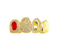 CAZSTYK Copper Tooth Grill with Multifaceted Colored Crystals Lightweight Body Jewelry with Sparkling Cubic Zirconia Accessories Adjustable Dentals Jewelry