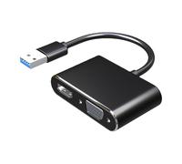 CAZSTYK Double Output Adapter USB3.0 to HDTV VGA Enabling Simultaneous Video Output Plugs and Play Ease on Various Systems Double Monitor