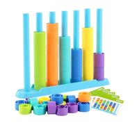 CAZSTYK Educational Sorting Toy Color Matching Game Portable Travel Size Includes 50 Task Cards Color Hoop Stacking Toy