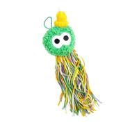 CAZSTYK Feline Pouncing Toy with Yarn Tentacles and Plush, Green | PP Cotton Filled Body and Textile Tentacles, Movement-Activated Internal Rattle Sound, Interactive Play with Cats