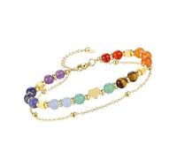 CAZSTYK Fit Two Rank Stone Sphere Bangle Tender Heart Charm Natural Preciousstone Jewelry Modifiable Chain Present Two Rank Stone Sphere Jewelry