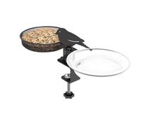 CAZSTYK Flexible Bird Feeder for Railings Having Two Bowls Great for Tiny Birds and Squirrels Extended Use Powder Covered Metal Build Multi Functional Bird Feeder