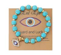CAZSTYK Flexible Malocchio Charm Bangle Constructed with Rose Equid Stone Beads and Additional Mixture for Gifting Flexible Everyday Malocchio Jewelry