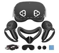 CAZSTYK Full Coverage Silicone Virtual Reality Set Includes Controller Sleeves and Lightproof Face for Gaming Device Cover and Handle Grips for Better
