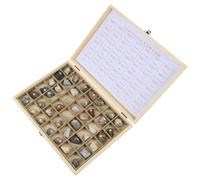 CAZSTYK Geology Classroom Teaching Aid Mineral Rock in Wooden Display Case Student Educational Science Study Tool Set Ore Educational Set