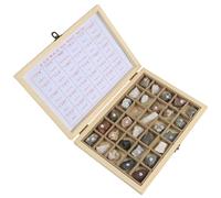 CAZSTYK Geology Classroom Teaching Aid Mineral Rock in Wooden Display Case Student Educational Science Study Tool Set Ore Educational Set