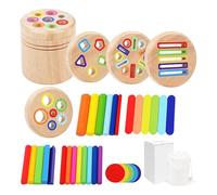 CAZSTYK Geometric Color Shape Classification Educational Wooden Stick for Kids Shape Recognition Learning Activity Stick Geometric Shape Sorting Toy for Color Recognition Activity