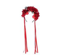 CAZSTYK Halloween Headband Day of The Dead Ribbon Flower Skull Hairband Cosplay Costume Headpiece for Women Festival Hair Decors