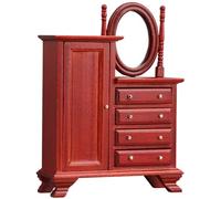 CAZSTYK Handcrafted Vanity Cabinet with Openable Doors & Storage for 1/12 Scale Furniture Decoration Doll House Dresser