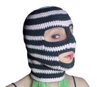 CAZSTYK Handmade Balaclava Neck Protect Hat Winter Knit Stripe Pattern Hat Christmas New Year Presents for Students Teens