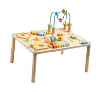 CAZSTYK Interactive Natural Wood Activity Table Toy for Kids Early Learning Educational Busy Boards Color Shape Matching Puzzle Toddler Educational Toy