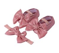 CAZSTYK Little Girl Cotton Bowknot Shoes & Headband Set for Toddlers Child Princess Cotton Shoes with Headband for Little Girl