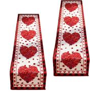 CAZSTYK Love Theme Table Cover Cotton Linen Fabric Texture Simple Maintenance for Various Size Dining Decorating Love Theme Table Cover Cotton Linen Fabric Texture