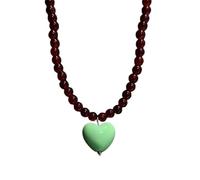 CAZSTYK Lovely Multicolor Heart Beaded Collarbone Chain Necklace with Adjustable Length for Casual Outfits and Gifts Colorful Beaded Heart Necklace