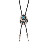 CAZSTYK Mens Western Bolotie With Turquoises Gemstones And Bear Claw Detailing Adjustable Necktie For Rodeos Or Wedding Attires Elegant Bolo Tie For Formal Event
