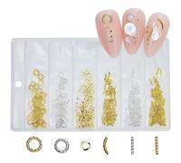 CAZSTYK Metal Nail Art Studs 3D Metal Nail Art Jewelry Decorations Bows Heart Bubble Multi-Shapes Nail Decoration Accessories