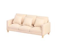 CAZSTYK Miniature Three Seat Sofa Model Figurine for 1/12 Doll House Living Room Scene Setting with Realistic Detail Throw Pillow Doll House Miniature Sofa